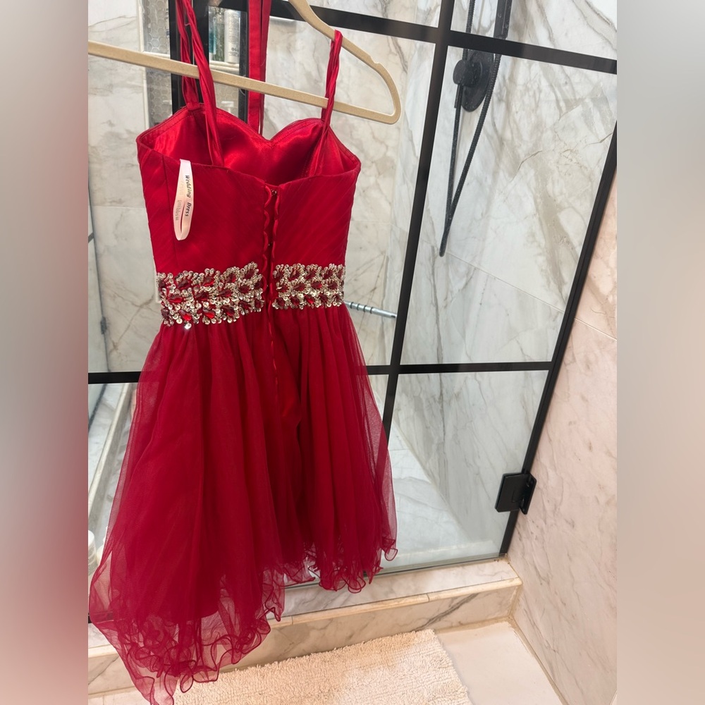 TUTU DU MONDE Sleeveless Sweetheart Tulle Bejeweled Prom Dress - Red Size 5